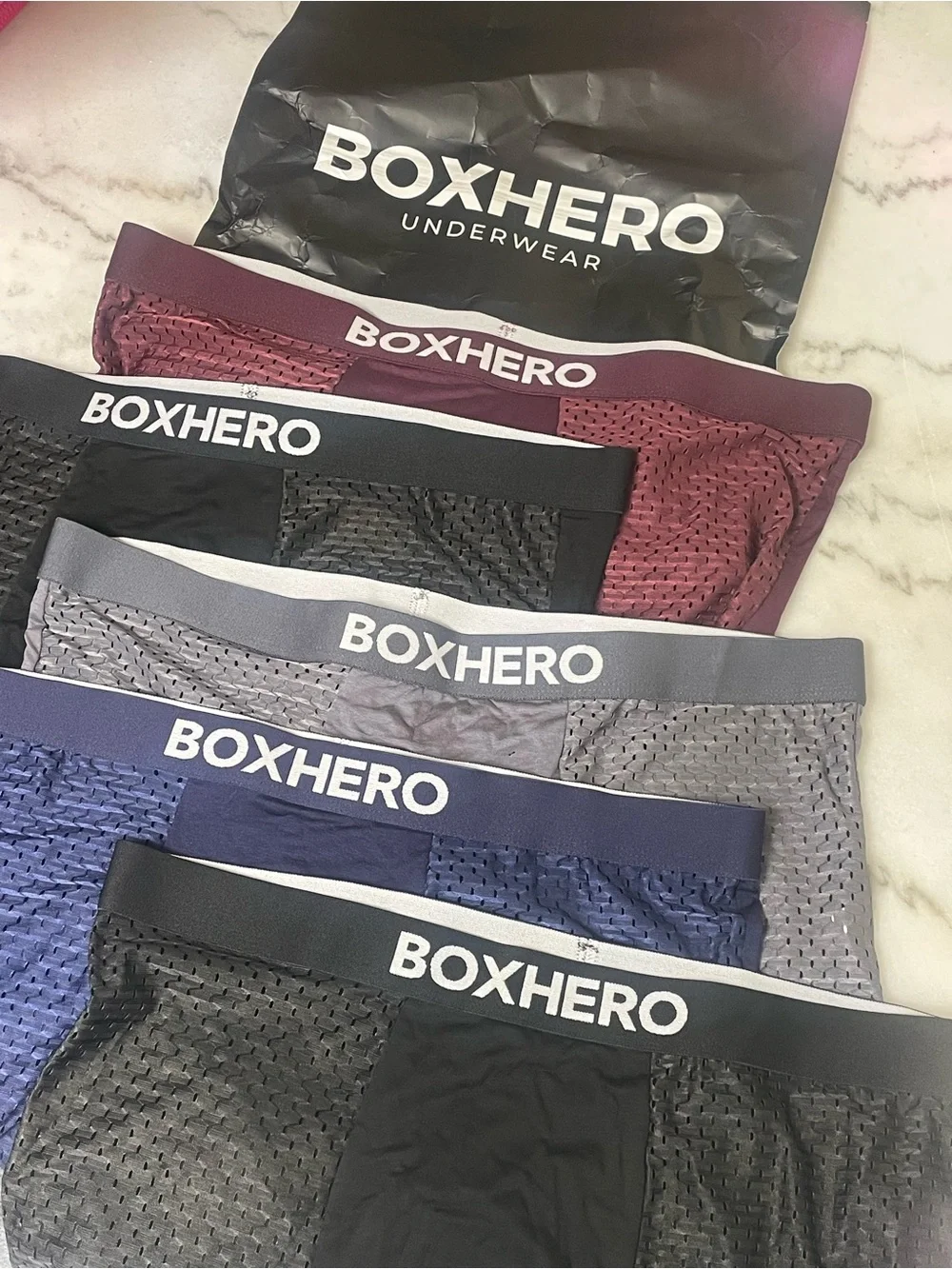 Lot of 5 new size XL Men's Breathable Mesh Boxer Briefs bamboo breathable